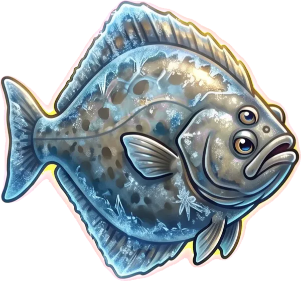 Frostfin the Great Halibut — vast flat sea-ice halibut