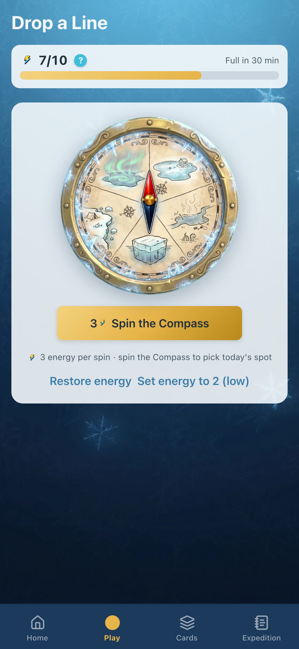 Compass Map &mdash; frost-rimed brass compass