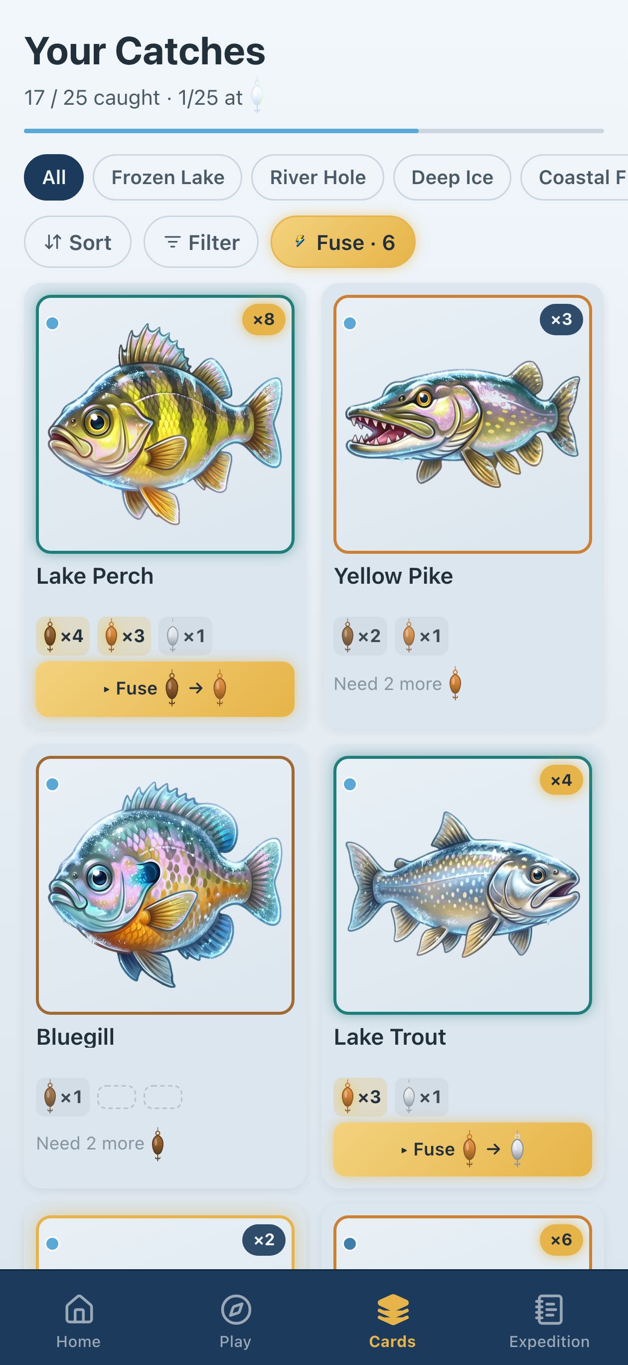 Your catches &mdash; 25-card cold-water collection
